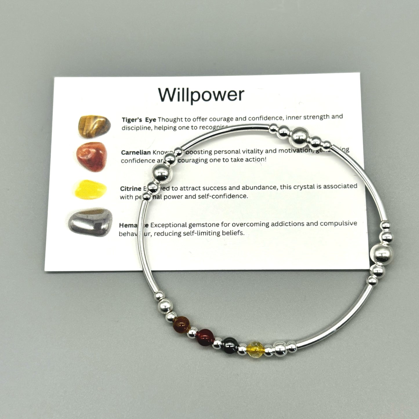 Crystal healing bracelet for willpower by My Silver Wish