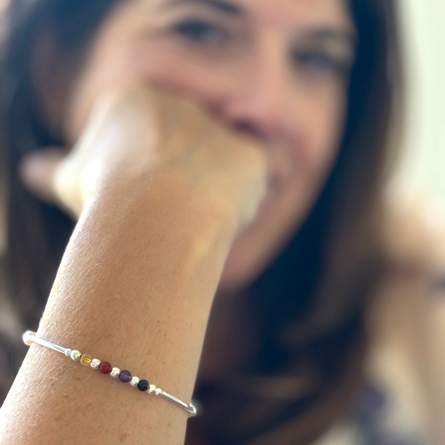 Virgo zodiac star sign women's sterling silver stacking bracelet