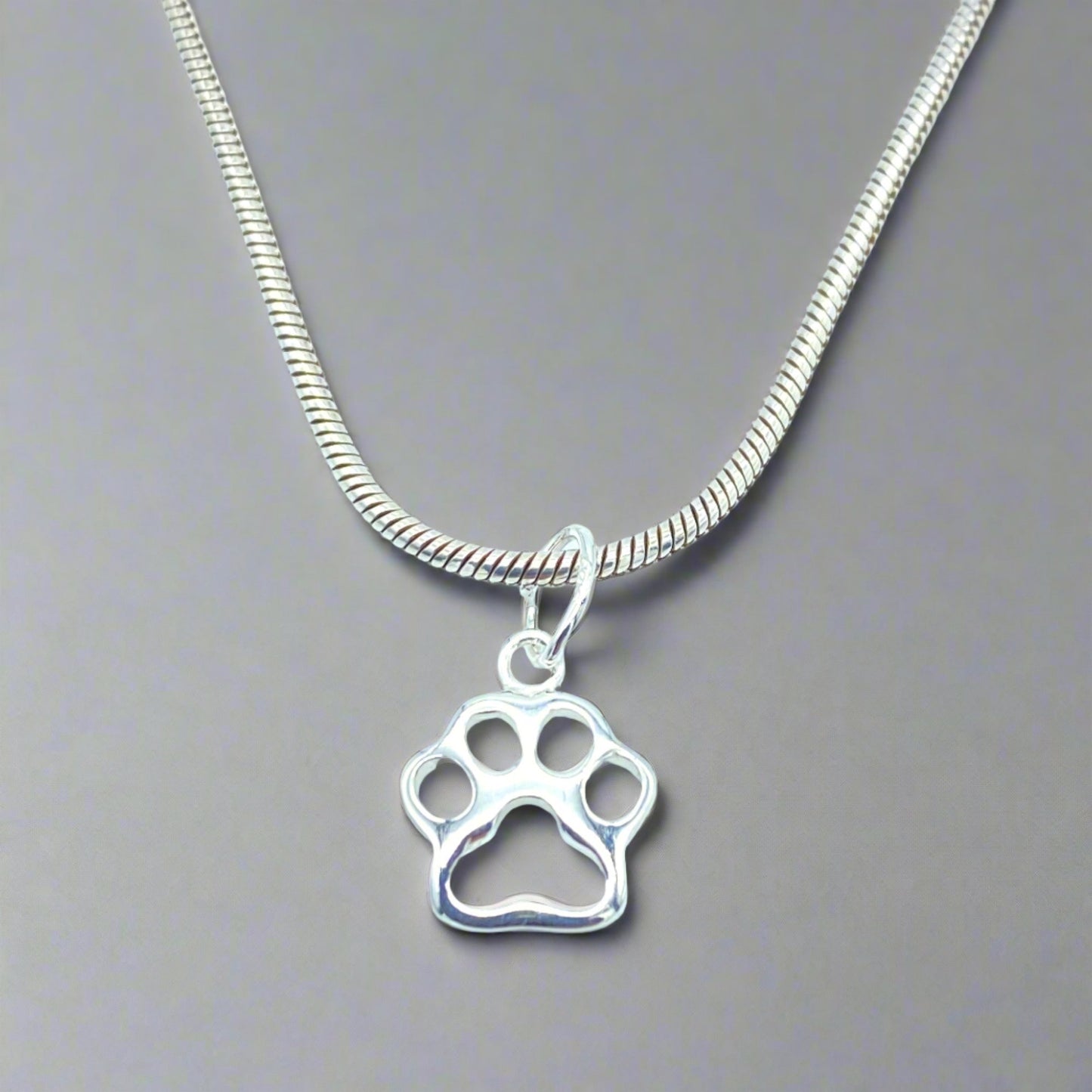 Sterling Silver Necklace with Dog Paw Pendant by My Silver Wish