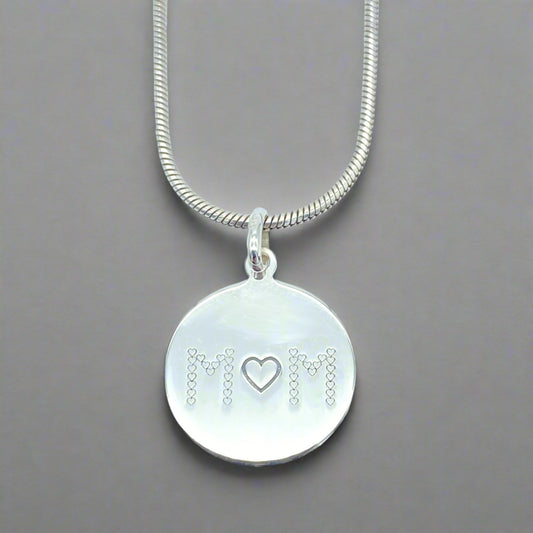 Rear of Sterling Silver Necklace with "A Mother's Love is Like No Other" Pendant by My Silver Wish