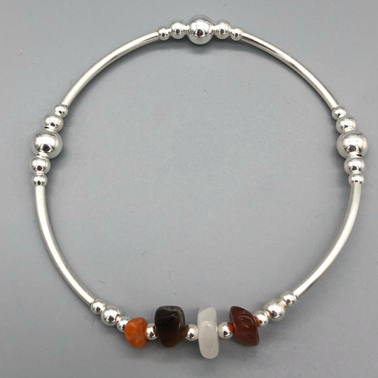 Confidence healing crystal and sterling silver women's stacking charm bracelet by My Silver Wish