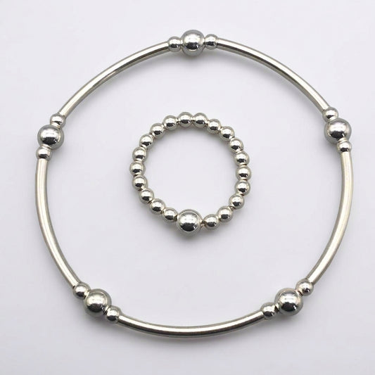 Stack filler sterling silver women's bracelet and ring set by My Silver Wish