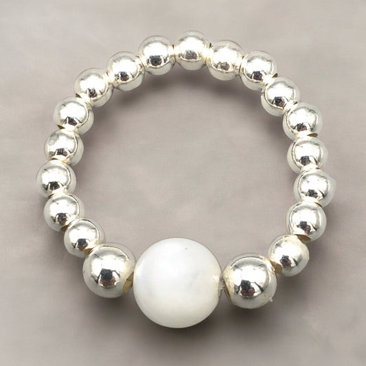 Moonstone bead & sterling silver women's stacking ring by My Silver Wish