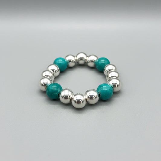 Turquoise Healing Gemstone Beads & Sterling Silver Stacking Ring by My Silver Wish