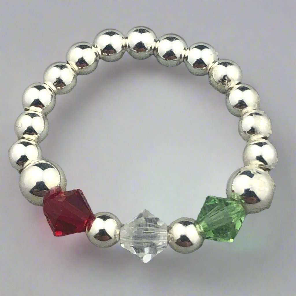 Christmas Bead Sterling Silver Stacking Ring by My Silver Wish