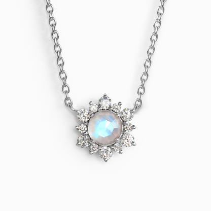 Rainbow Moonstone Necklace in Sterling Silver