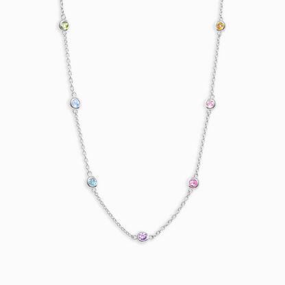 Rainbow Gemstone Necklace in Sterling Silver