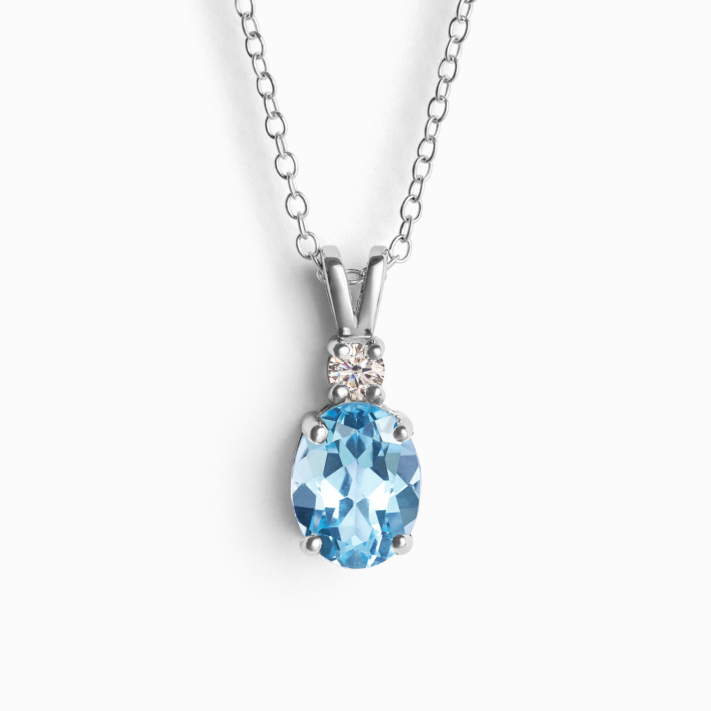 Blue Topaz Pendant Necklace in Sterling Silver