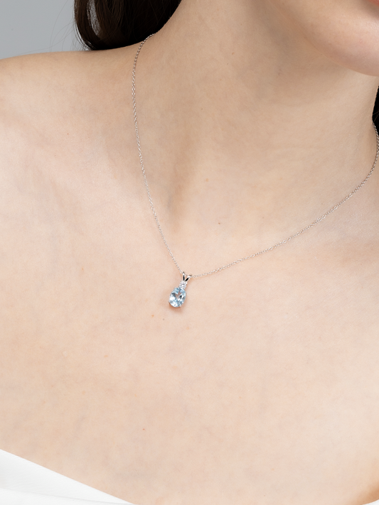 Blue Topaz Pendant Necklace in Sterling Silver