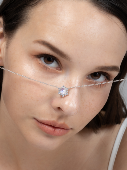 Rainbow Moonstone Necklace in Sterling Silver