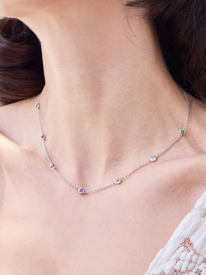 Rainbow Gemstone Necklace in Sterling Silver