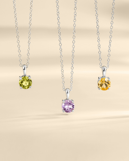 Lavender Amethyst Solitaire Pendant Necklace in Sterling Silver