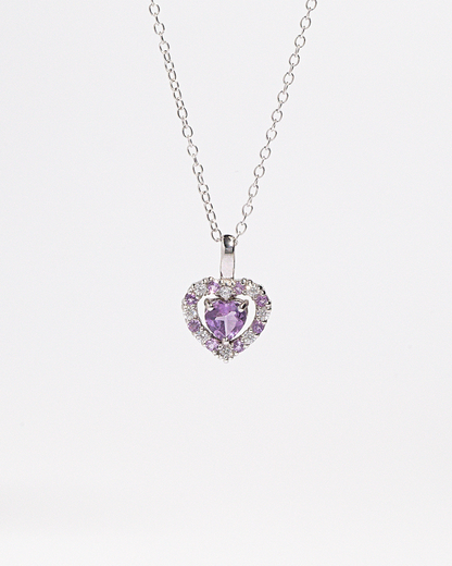 Purple Heart Lavender Amethyst Pendant Necklace in Sterling Silver