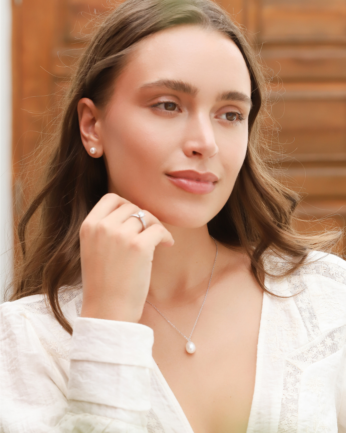 Large Pearl Pendant Necklace in Sterling Silver