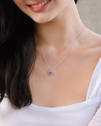 Purple Heart Lavender Amethyst Pendant Necklace in Sterling Silver