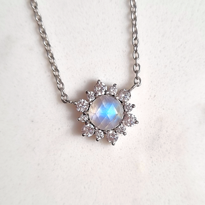 Rainbow Moonstone Necklace in Sterling Silver