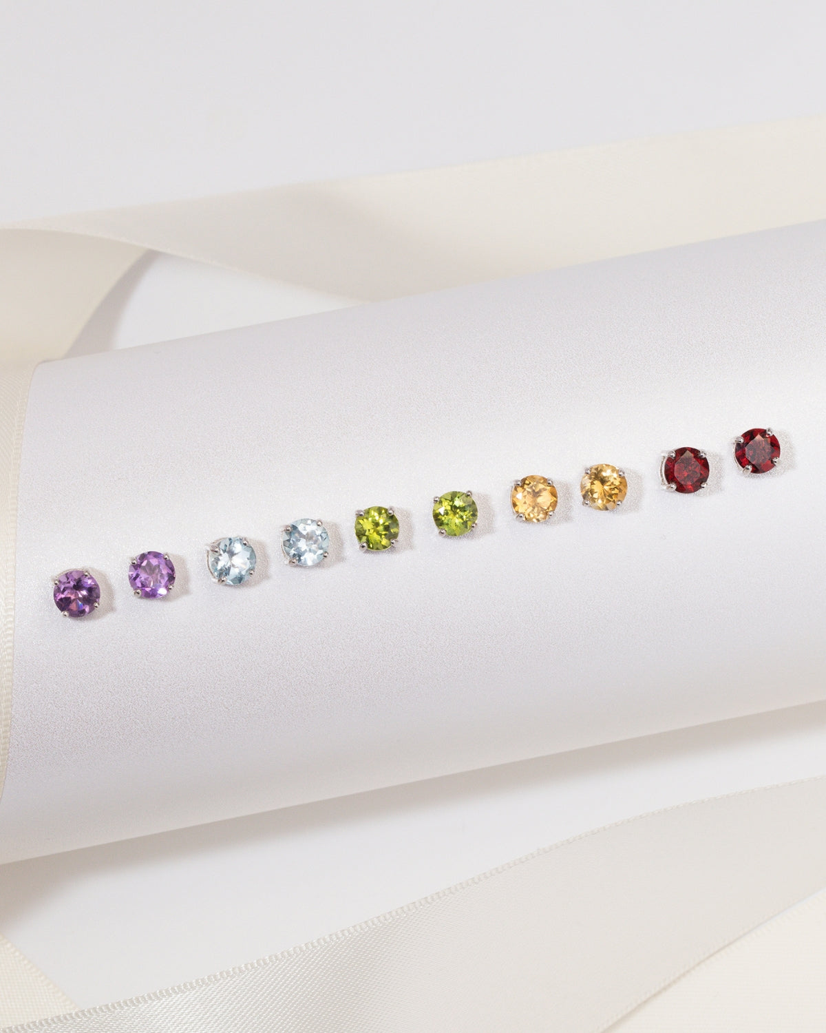 Peridot Round Stud Earrings 6 mm in Sterling Silver