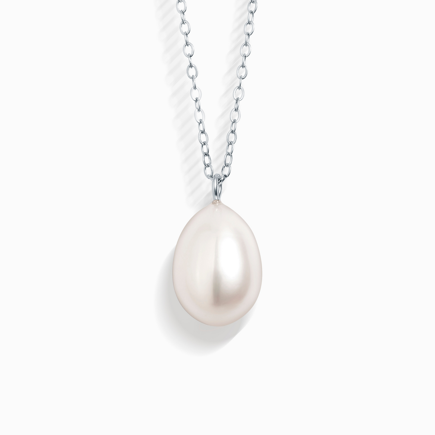 Large Pearl Pendant Necklace in Sterling Silver