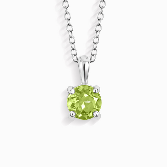 Peridot Solitaire Pendant Necklace in Sterling Silver