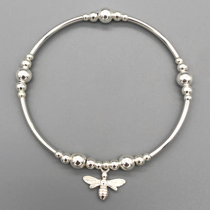 Bee charm sterling silver stacking bracelet by My Silver Wish
