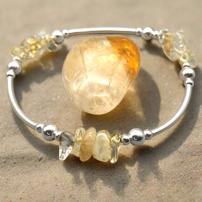 Citrine healing crystal & sterling silver women's stacking bracelet by My Silver Wish