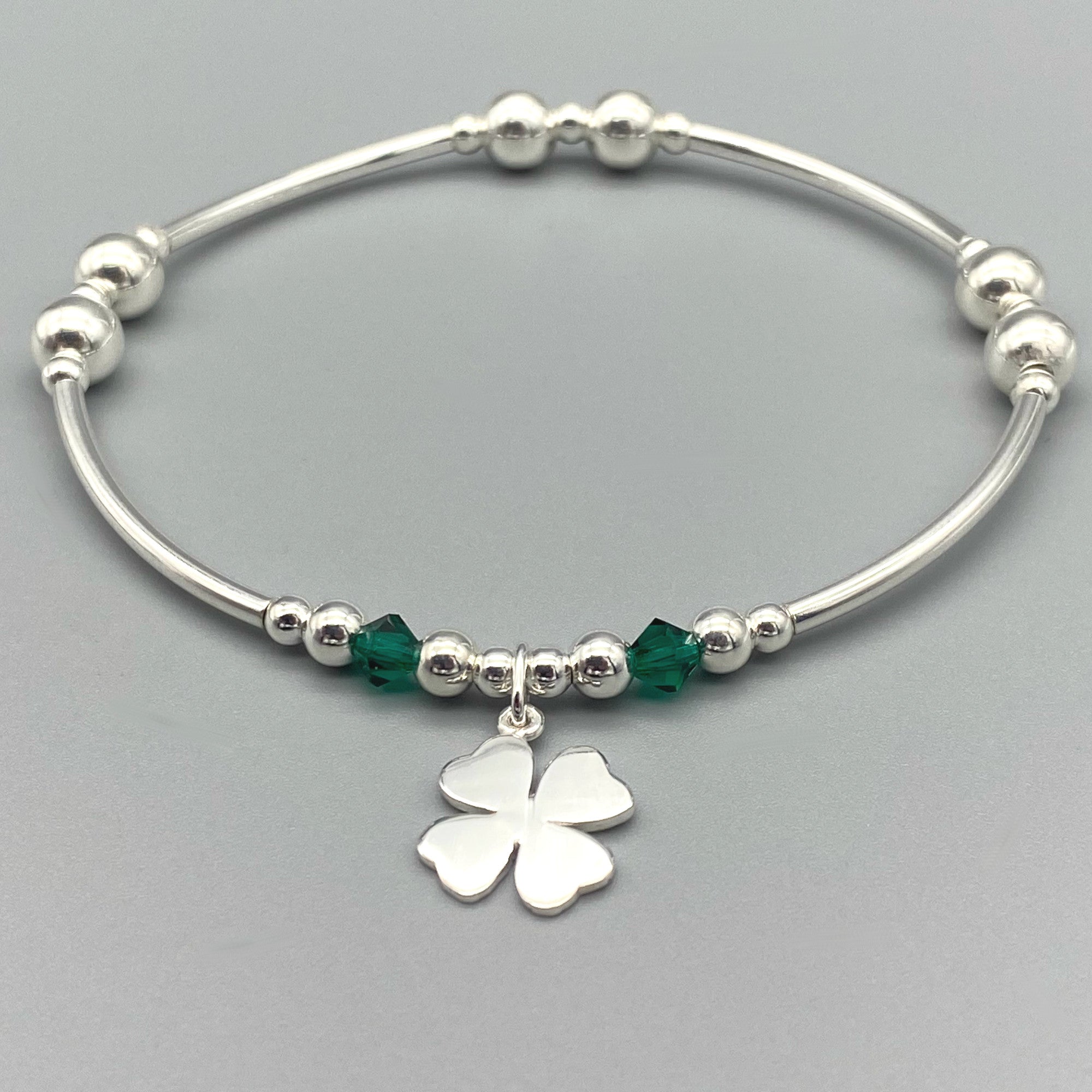 Silver sales clover bracelet