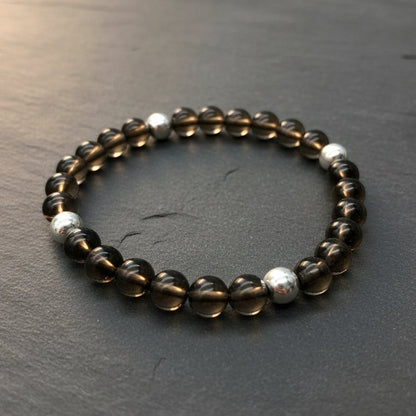 Smoky Quartz Healing Crystal Sterling Silver Men's Bracelet by MSW