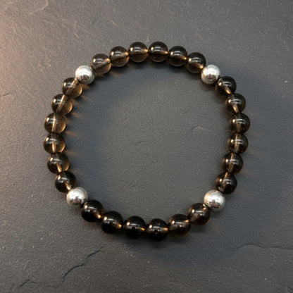 Smoky Quartz Healing Crystal Sterling Silver Men's Bracelet by MSW