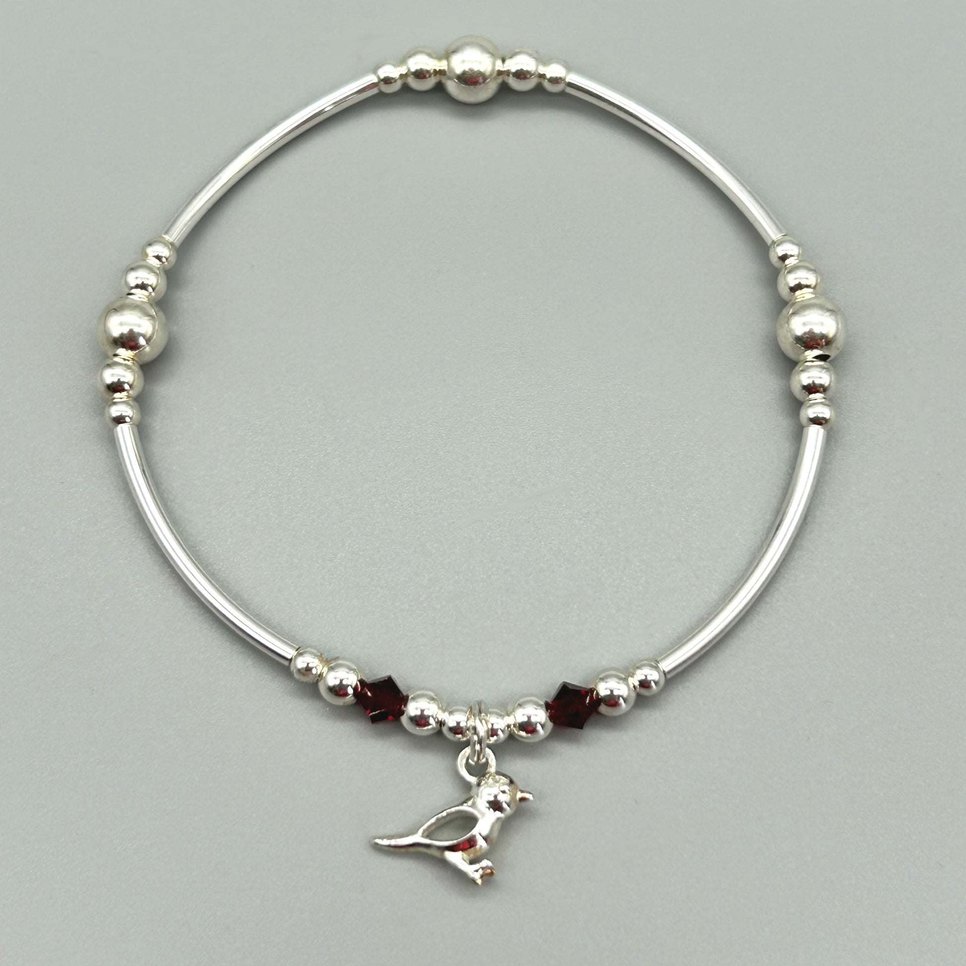 Robins appear when loved ones are near silver stacking bracelet by My Silver Wish