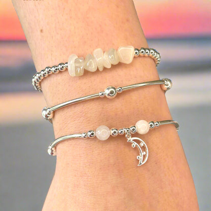 "Feminine Energy" Women's Sterling Silver Stacking Charm Bracelet Set by My Silver Wish