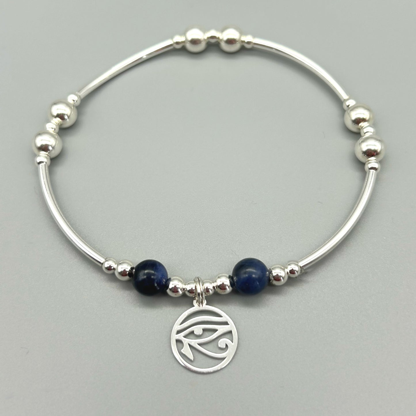 Horus Eye Charm Silver Stacking Bracelet by My Silver Wish