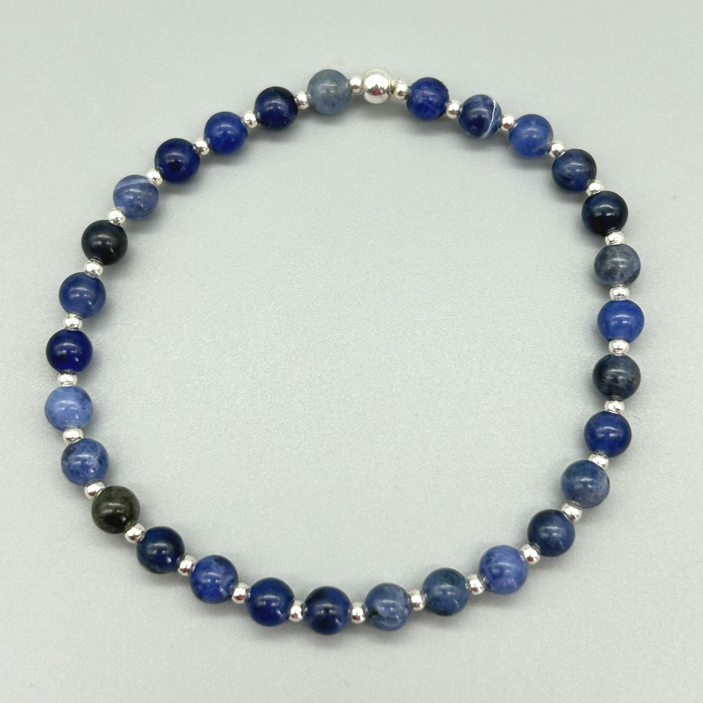 Sodalite and silver healing crystal bracelet by My Silver Wish