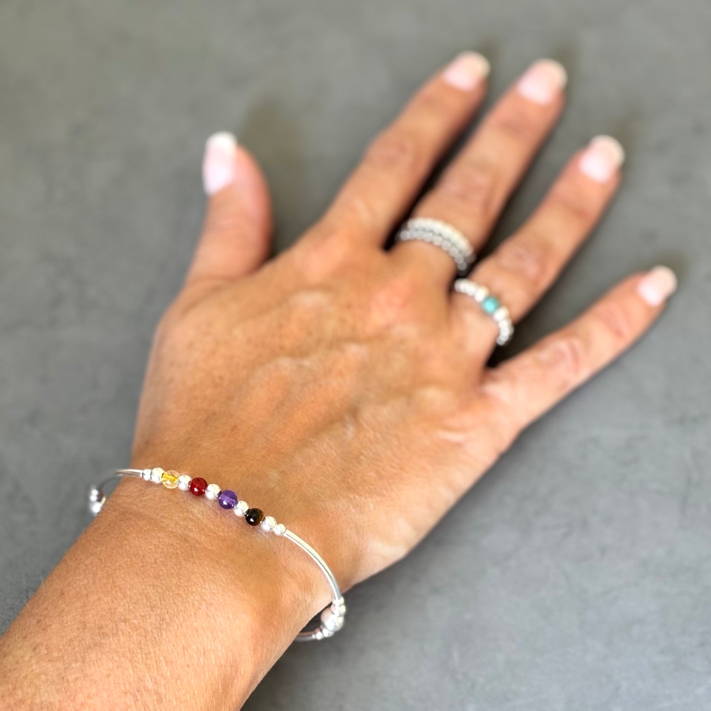 Virgo zodiac star sign women's sterling silver stacking bracelet