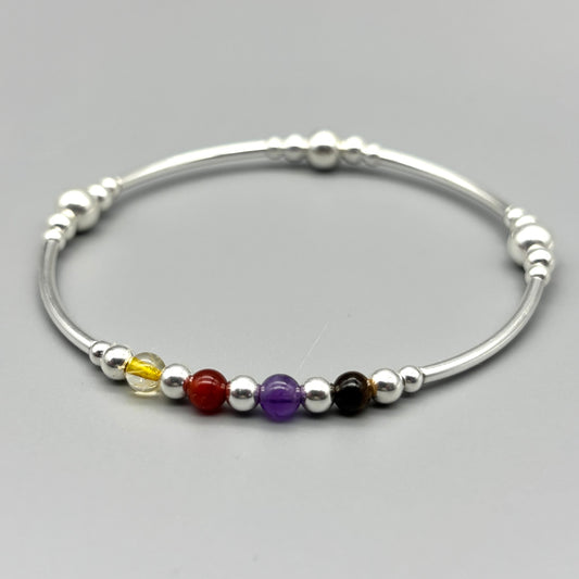 Virgo zodiac star sign women's sterling silver stacking bracelet