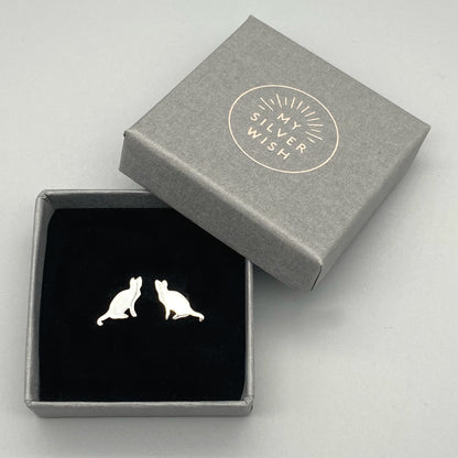 Cat Sterling Silver Stud Earrings by My Silver Wish