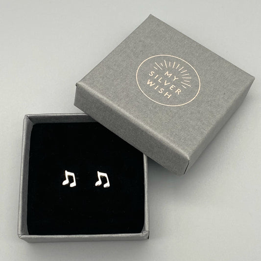 Musical Note Sterling Silver Stud Earrings by My Silver Wish