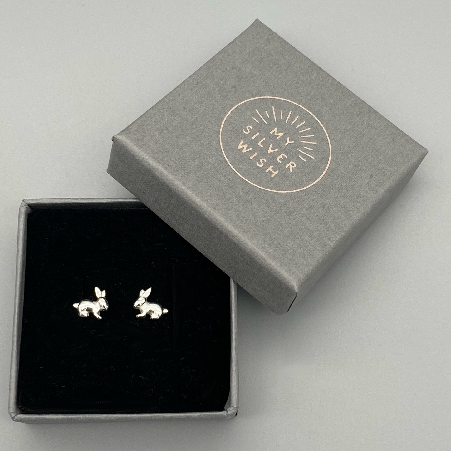 Rabbit sterling silver stud earrings by My Silver Wish