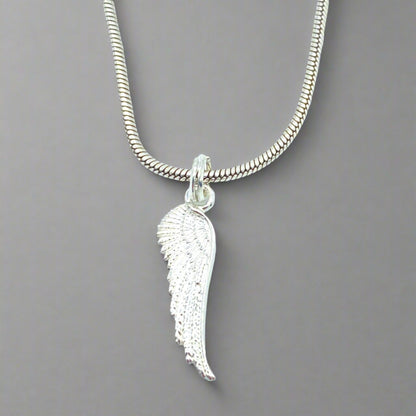 Sterling Silver Necklace with Angel Wing Pendant by My Silver Wish