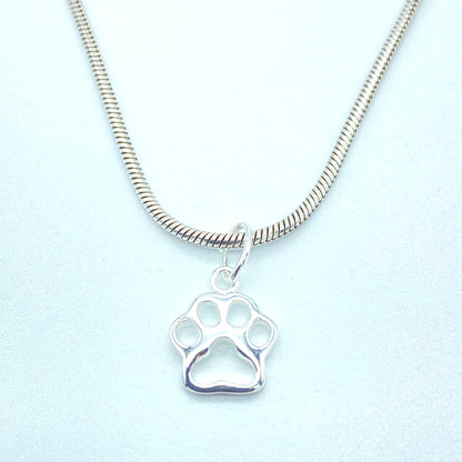 Sterling Silver Necklace with Dog Paw Pendant by My Silver Wish
