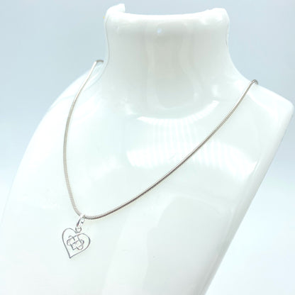 Sterling Silver Necklace with Infinity Heart Pendant Small 16 inches
