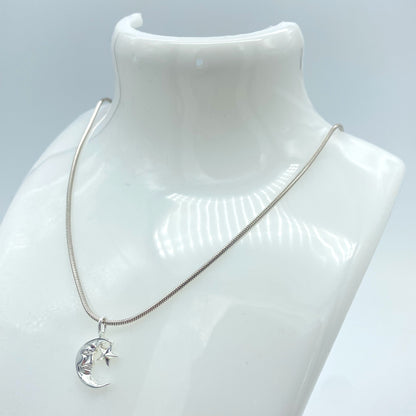 Sterling Silver Necklace with Moon and Star Pendant by My Silver Wish