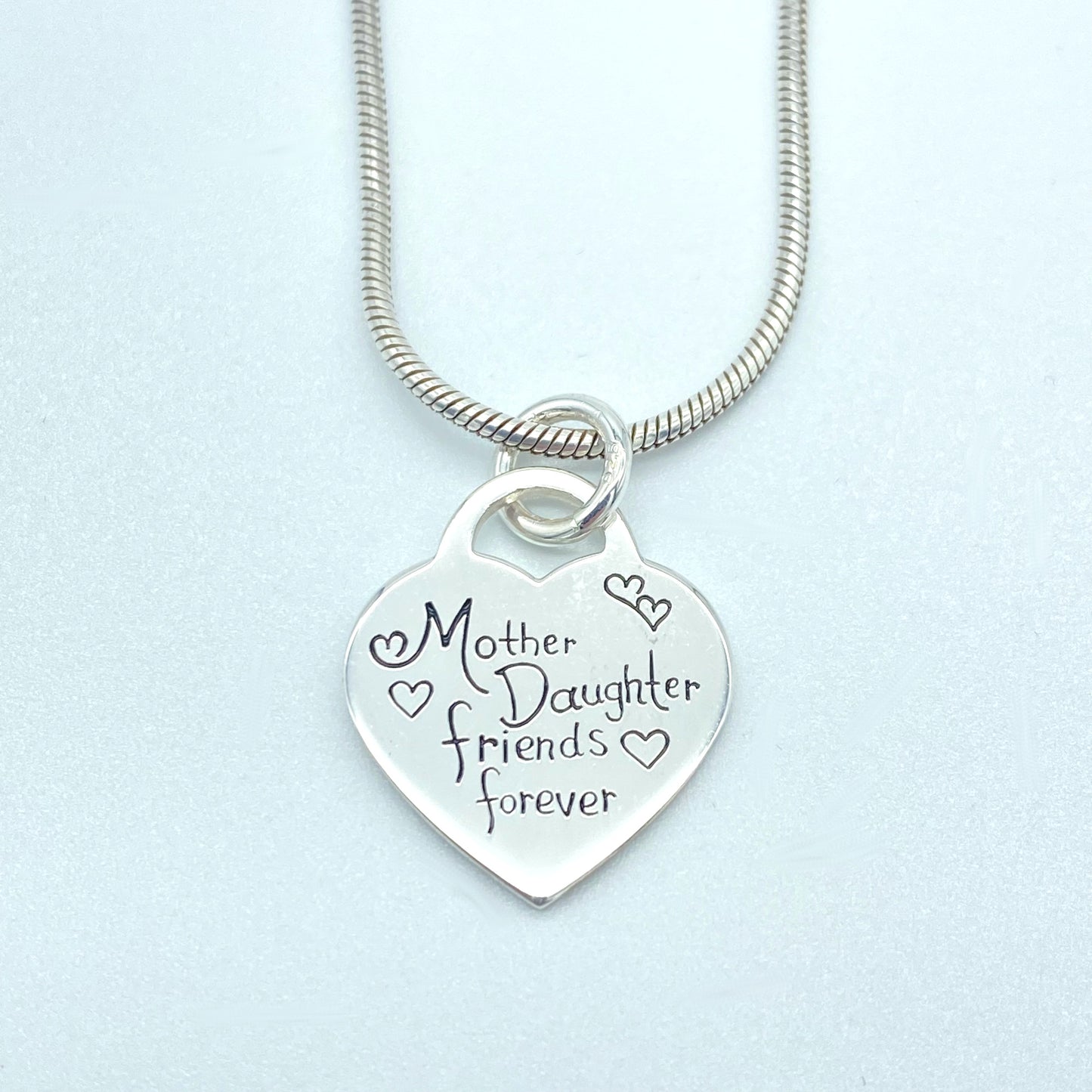 Sterling Silver Necklace with "Mother Daughter" Pendant by My Silver Wish