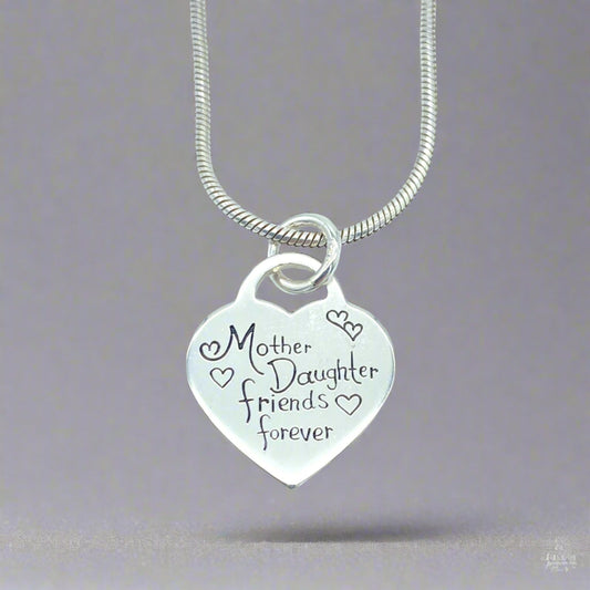 Sterling Silver Necklace with "Mother Daughter" Pendant by My Silver Wish