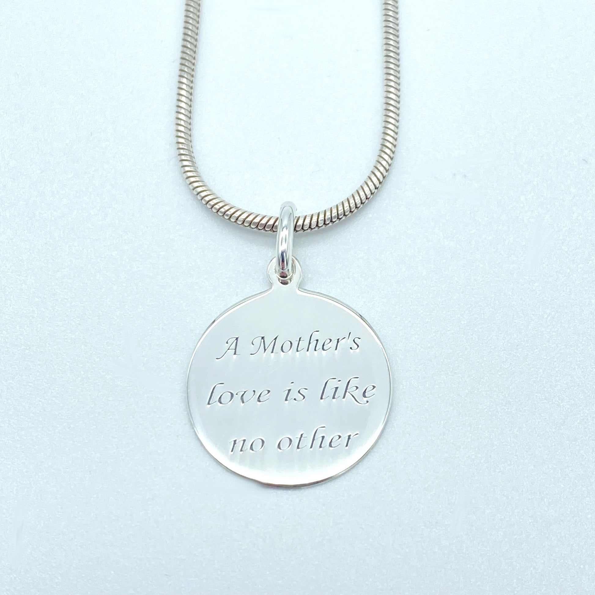 Sterling Silver Necklace with "A Mother's Love is Like No Other" Pendant by My Silver Wish