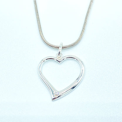 Sterling Silver Necklace with Open Heart Pendant by My Silver Wish