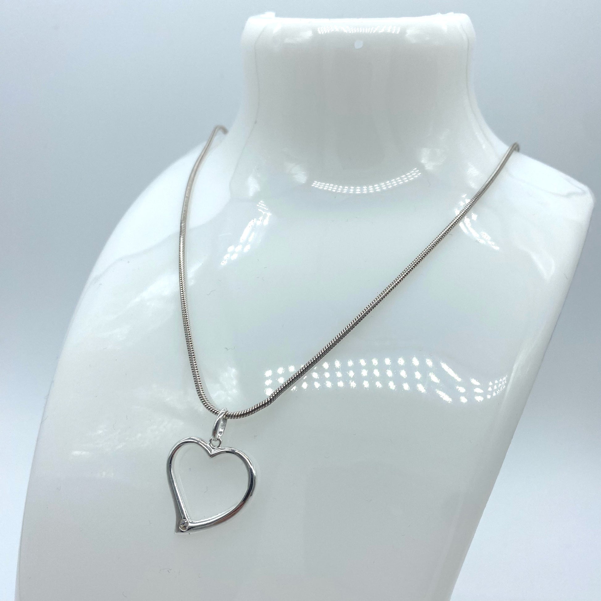 Sterling Silver Necklace with Open Heart Pendant by My Silver Wish