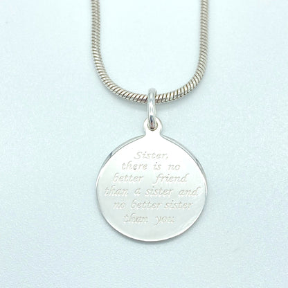Sterling Silver Necklace with Sister Pendant by My Silver Wish