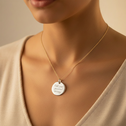 Personalised Engraved Sterling Silver Necklace with Round Pendant