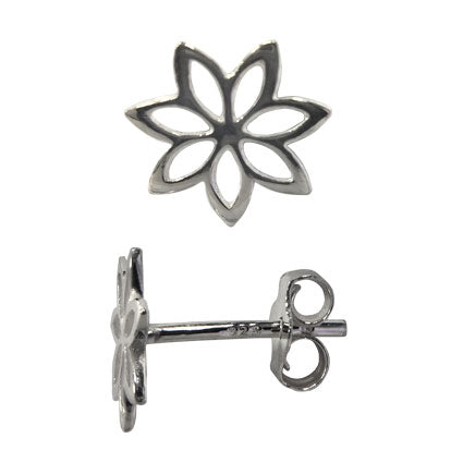 Lily Flower Sterling Silver Stud Earrings by My Silver Wish