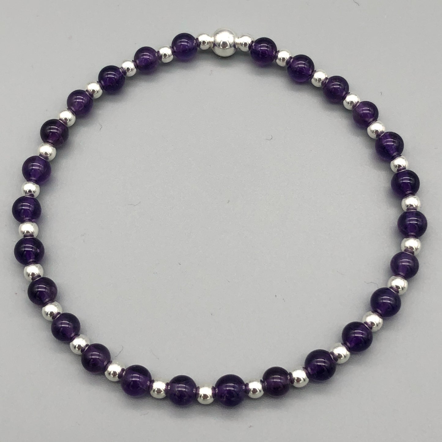 Amethyst Healing Crystal Sterling Silver Women's Stacking Bracelet by My Silver Wish